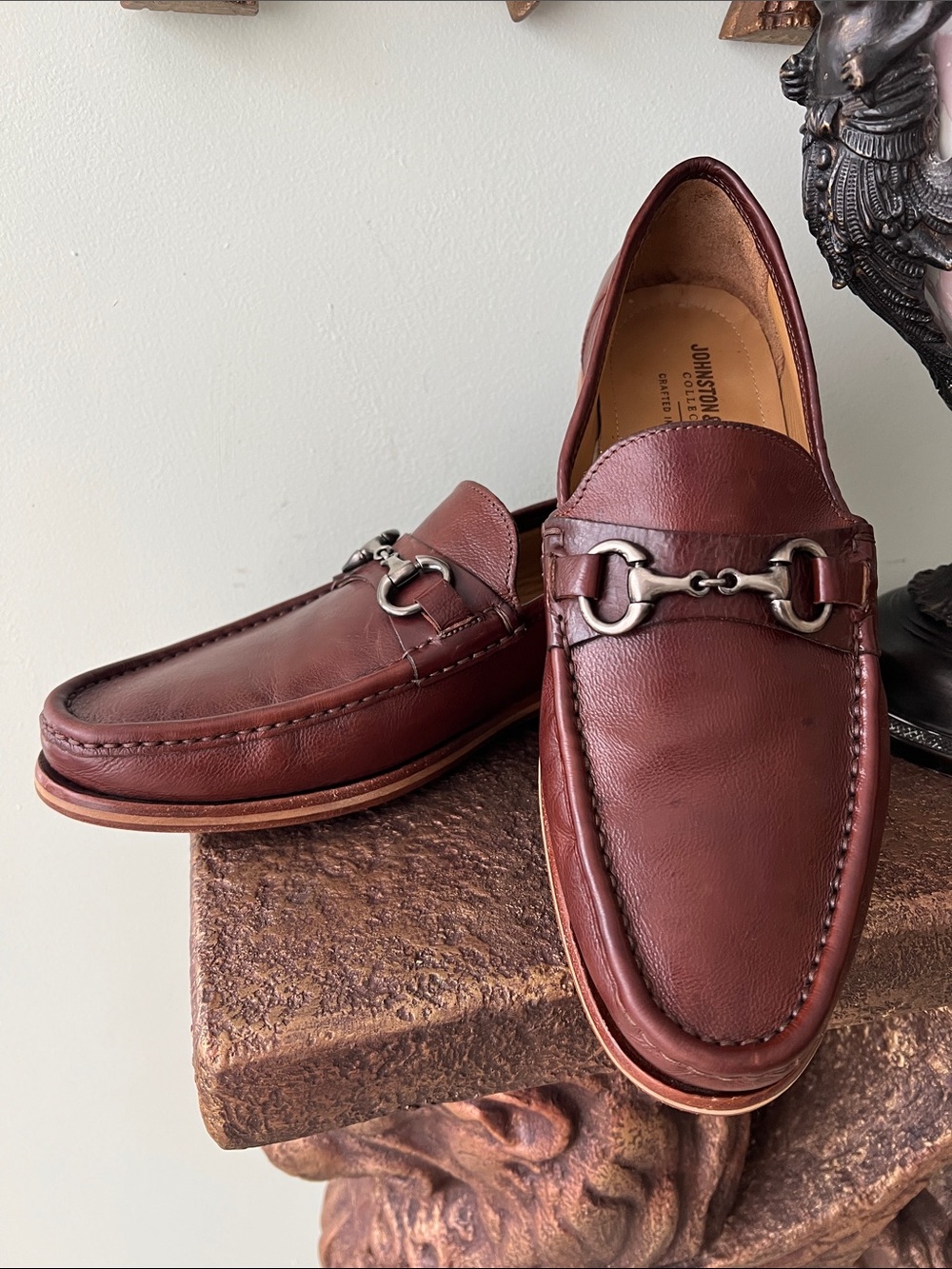 Johnston & Murphy Men's Chestnut Brown Leather Bit Loafers